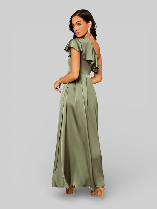 Vestido de Festa Assimétrico com Babados no Busto - Aurea Dress