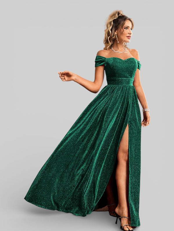 Vestido de Festa Ombro a Ombro Lurex Metalizado - Aurea Dress