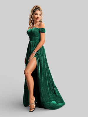 Vestido de Festa Ombro a Ombro Lurex Metalizado - Aurea Dress