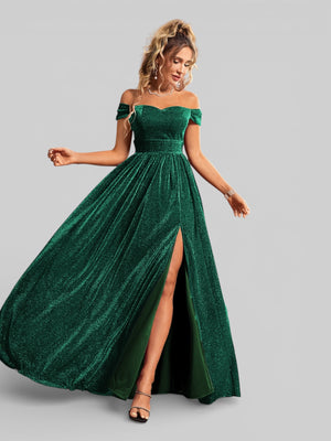 Vestido de Festa Ombro a Ombro Lurex Metalizado - Aurea Dress