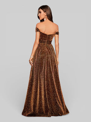 Vestido de Festa Ombro a Ombro Lurex Metalizado - Aurea Dress