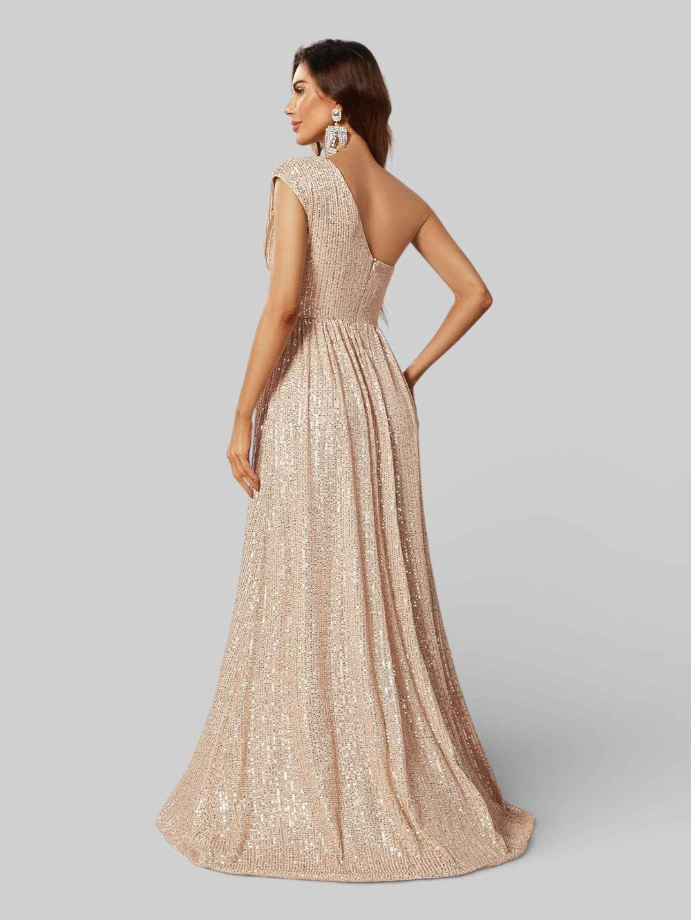 Vestido Longo Lantejoulas Alça Única Paris