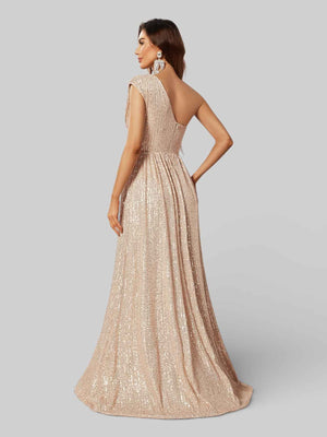 Vestido Longo Lantejoulas Alça Única Paris