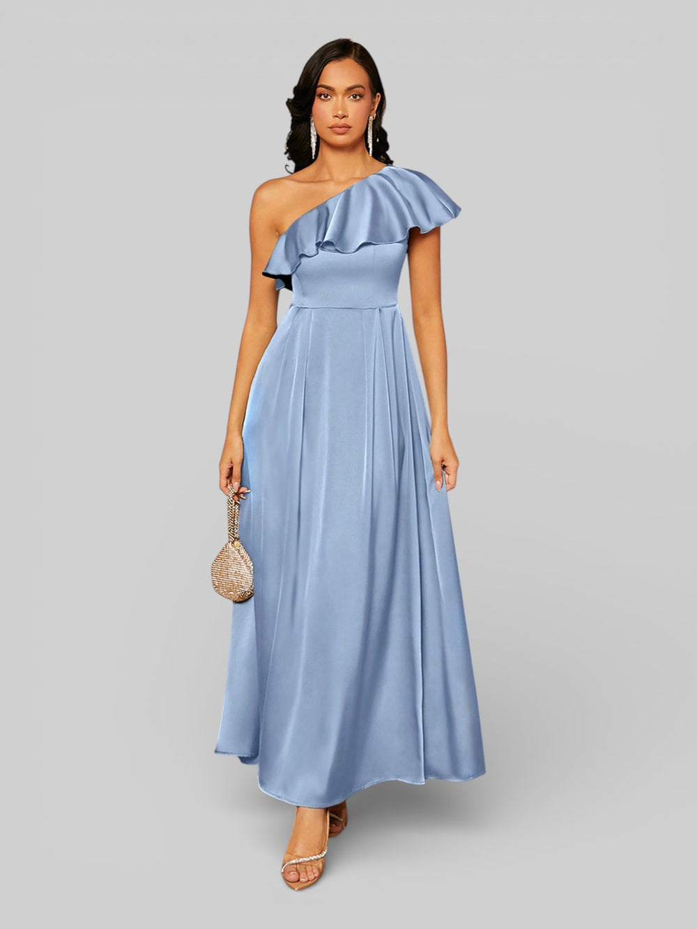 Vestido de Festa Assimétrico com Babados no Busto - Aurea Dress