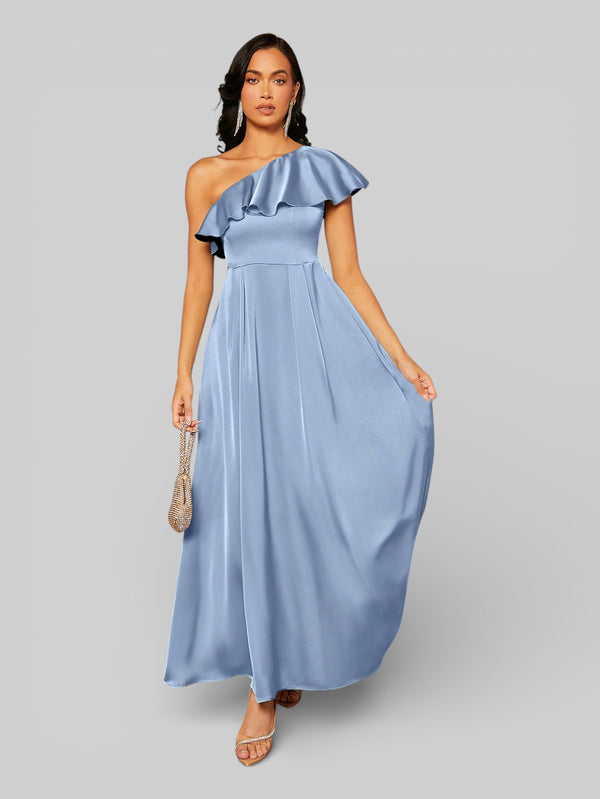 Vestido de Festa Assimétrico com Babados no Busto - Aurea Dress