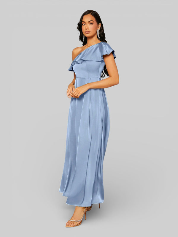 Vestido de Festa Assimétrico com Babados no Busto - Aurea Dress