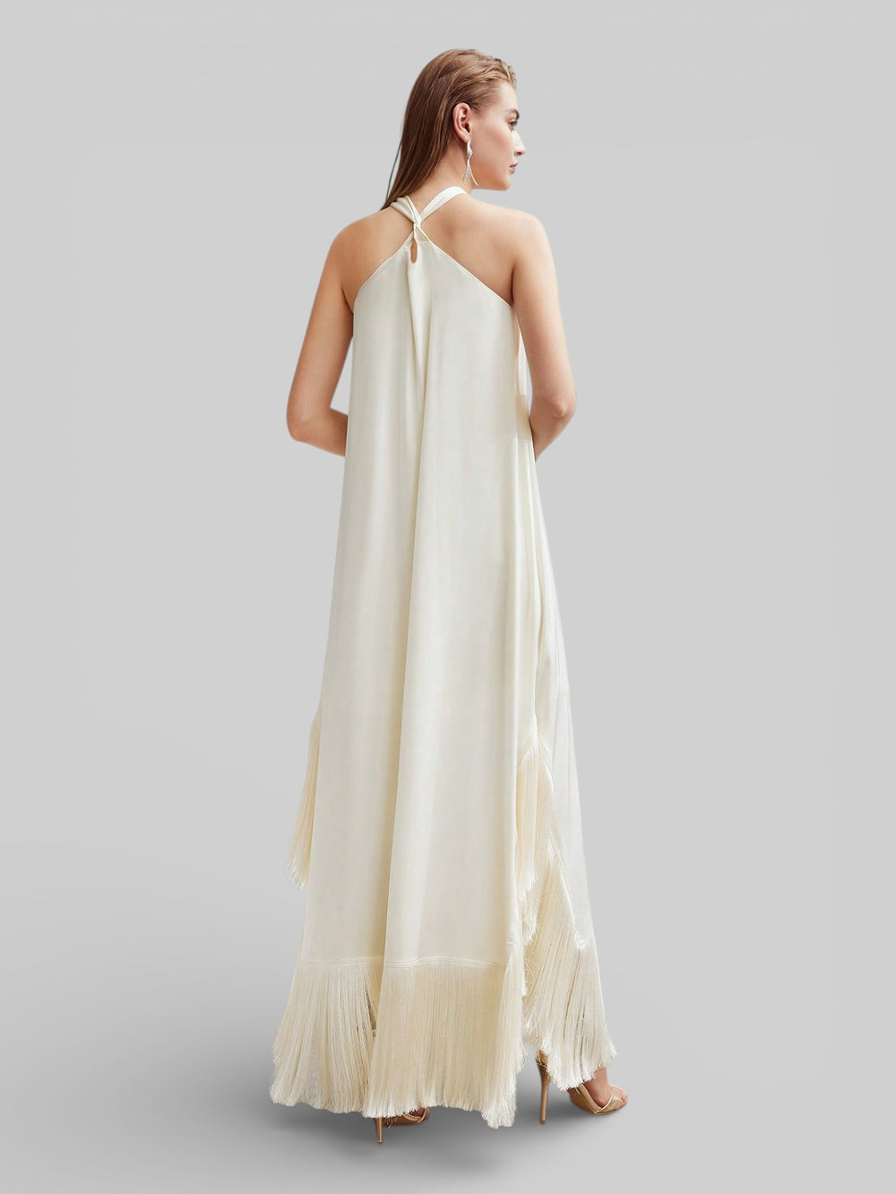 Vestido de Festa com Franjas Aurea