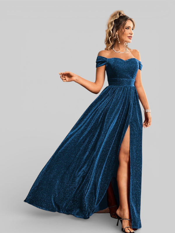 Vestido de Festa Ombro a Ombro Lurex Metalizado - Aurea Dress