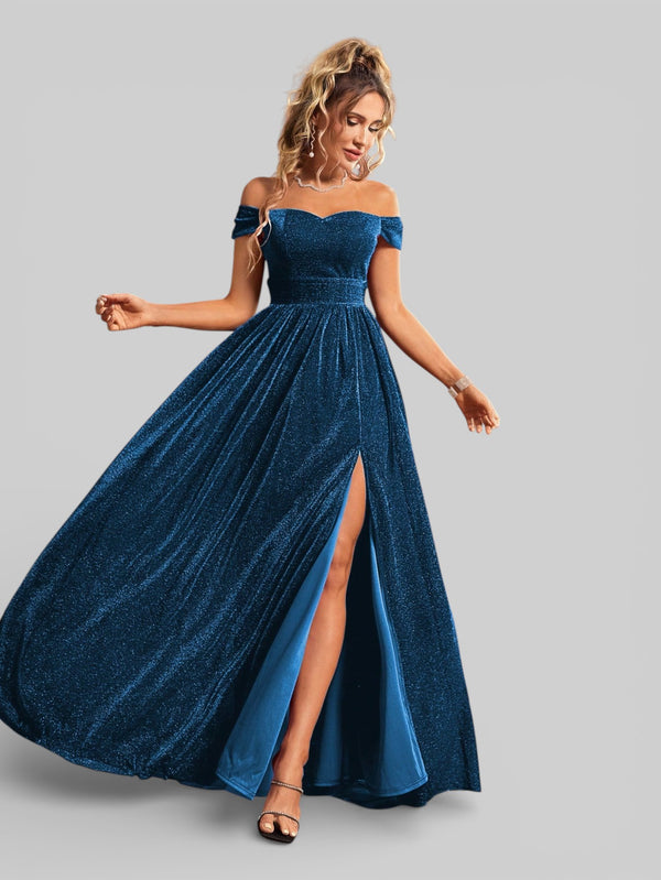 Vestido de Festa Ombro a Ombro Lurex Metalizado - Aurea Dress