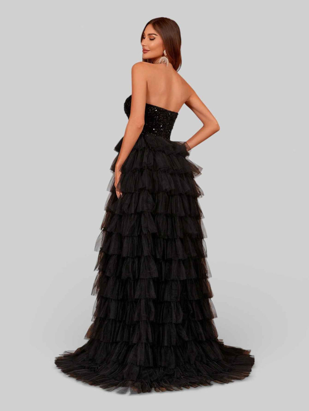 Vestido Longo de Festa em Camadas Anália