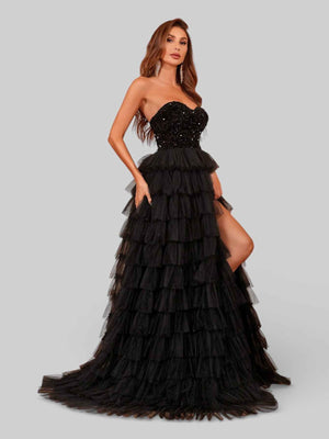 Vestido Longo de Festa em Camadas Anália