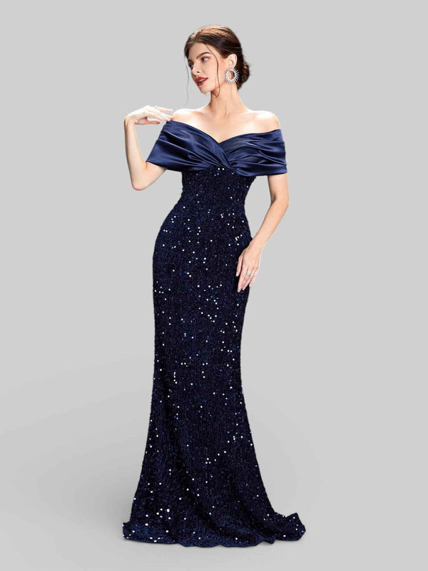 Vestido de Festa Sereia em Paetê Ombro a Ombro Luxuria