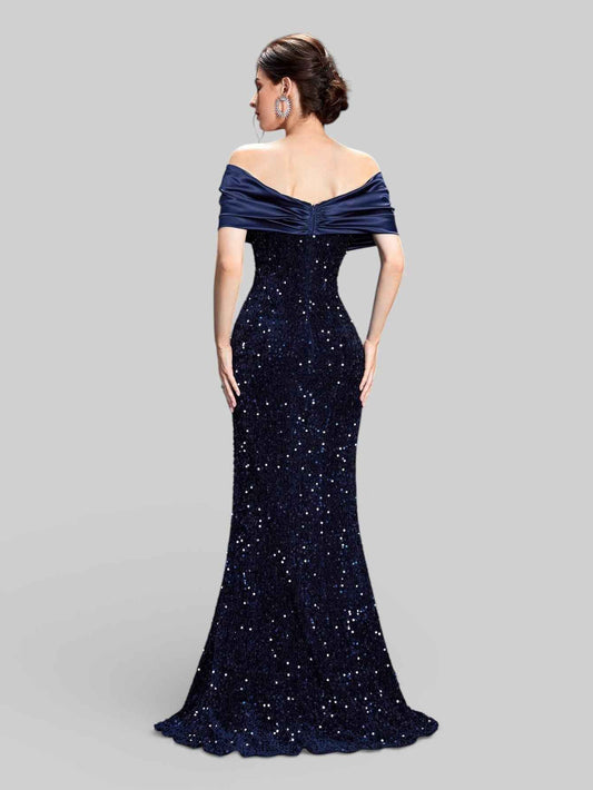 Vestido de Festa Sereia em Paetê Ombro a Ombro Luxuria