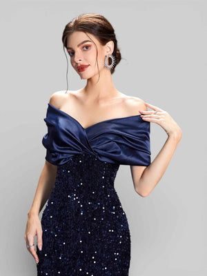 Vestido de Festa Sereia em Paetê Ombro a Ombro Luxuria
