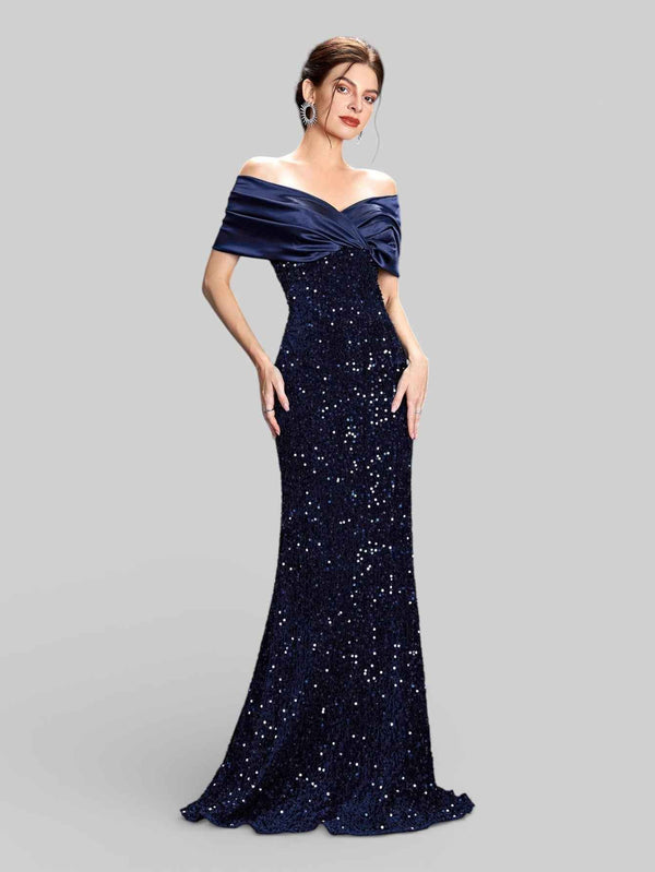Vestido de Festa Sereia em Paetê Ombro a Ombro Luxuria