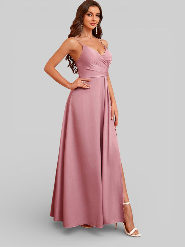 Vestido de Festa Alças Finas com Fenda Monize - Aurea Dress