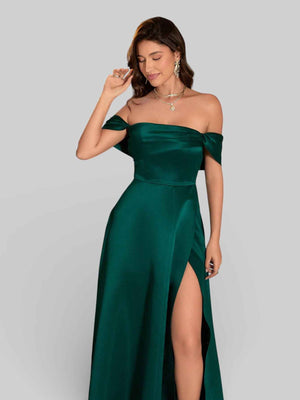 Vestido de Festa Ombro a Ombro com Fenda Vilella