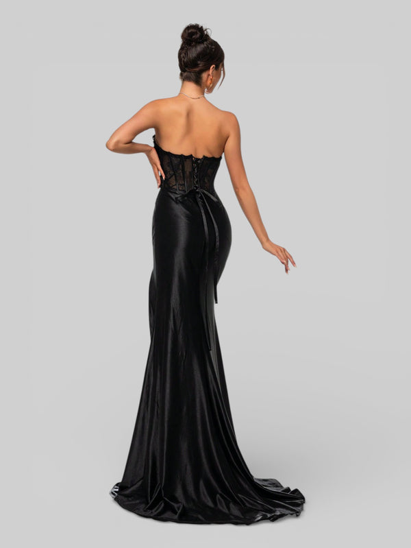 Vestido de Festa Luxo Corpete sem Alças Suiça - Aurea Dress