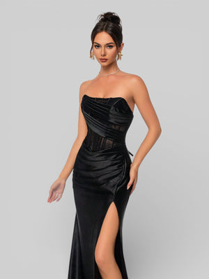 Vestido de Festa Luxo Corpete sem Alças Suiça - Aurea Dress
