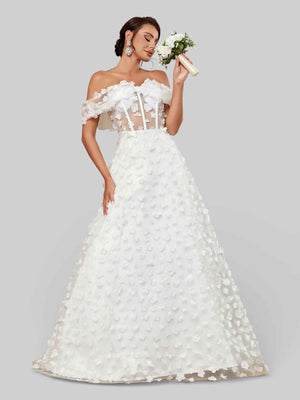 Vestido de Noiva com Apliques Ombro a Ombro Aurea
