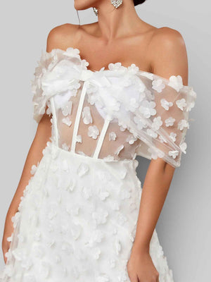 Vestido de Noiva com Apliques Ombro a Ombro Aurea