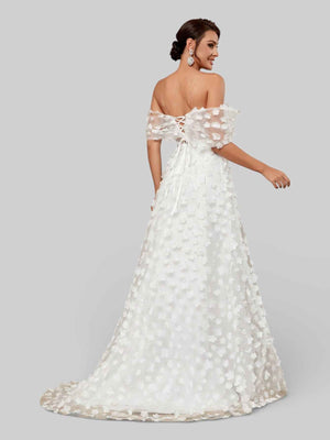 Vestido de Noiva com Apliques Ombro a Ombro Aurea