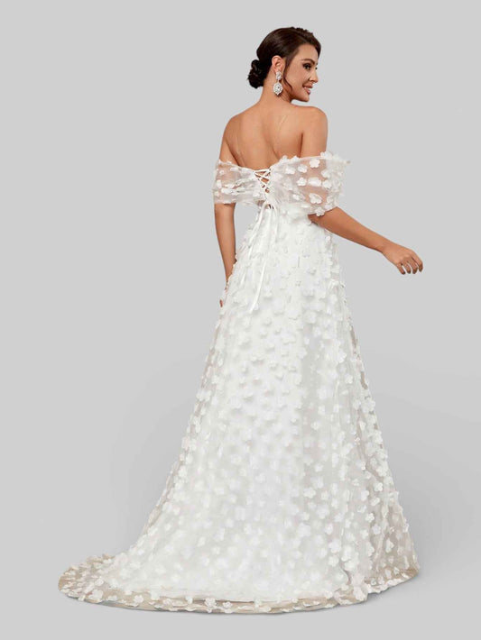 Vestido de Noiva com Apliques Ombro a Ombro Aurea