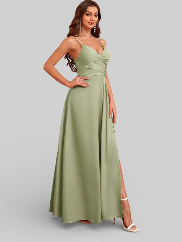 Vestido de Festa Alças Finas com Fenda Monize - Aurea Dress