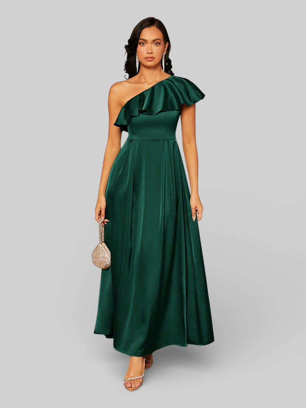 Vestido de Festa Assimétrico com Babados no Busto - Aurea Dress