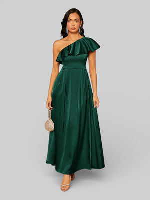 Vestido de Festa Assimétrico com Babados no Busto - Aurea Dress