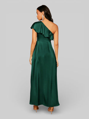 Vestido de Festa Assimétrico com Babados no Busto - Aurea Dress