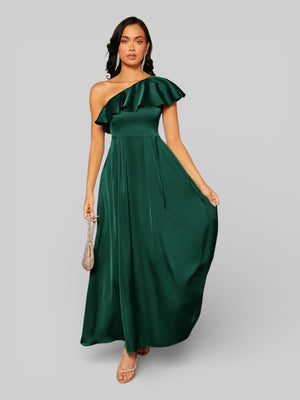 Vestido de Festa Assimétrico com Babados no Busto - Aurea Dress