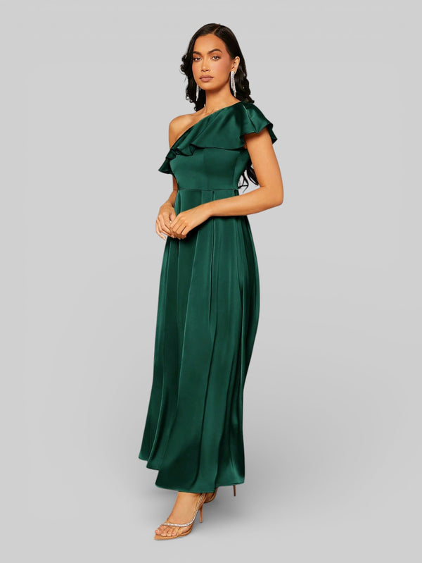 Vestido de Festa Assimétrico com Babados no Busto - Aurea Dress