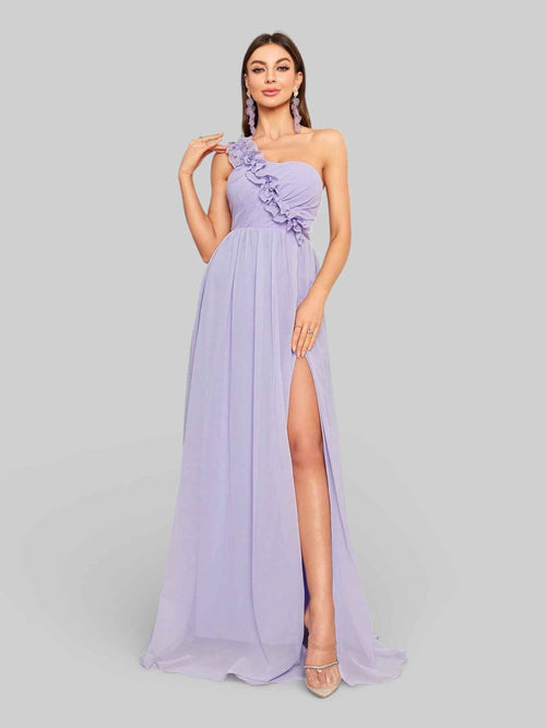 Vestido de Festa Alça Única com Flores Lilian