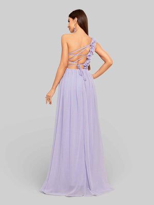 Vestido de Festa Alça Única com Flores Lilian