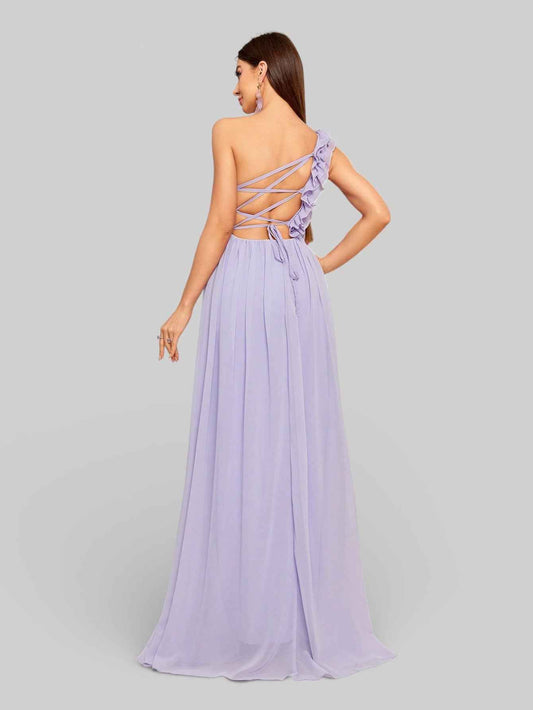 Vestido de Festa Alça Única com Flores Lilian