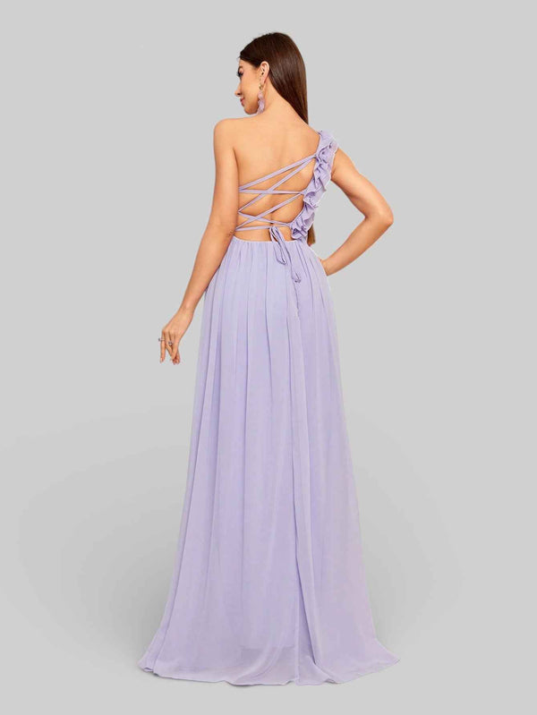 Vestido de Festa Alça Única com Flores Lilian