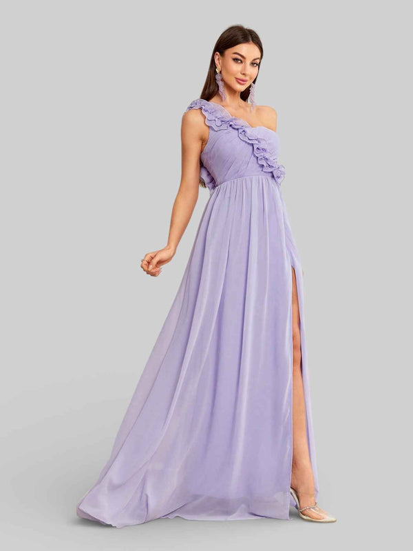 Vestido de Festa Alça Única com Flores Lilian