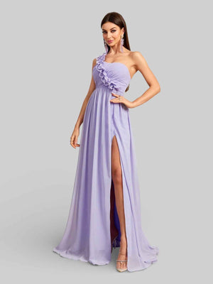 Vestido de Festa Alça Única com Flores Lilian