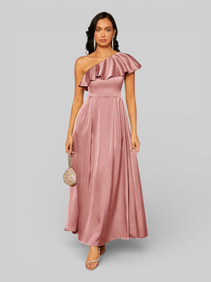Vestido de Festa Assimétrico com Babados no Busto - Aurea Dress