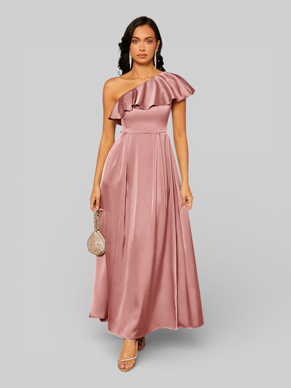 Vestido de Festa Assimétrico com Babados no Busto - Aurea Dress