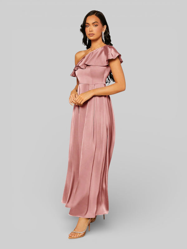 Vestido de Festa Assimétrico com Babados no Busto - Aurea Dress
