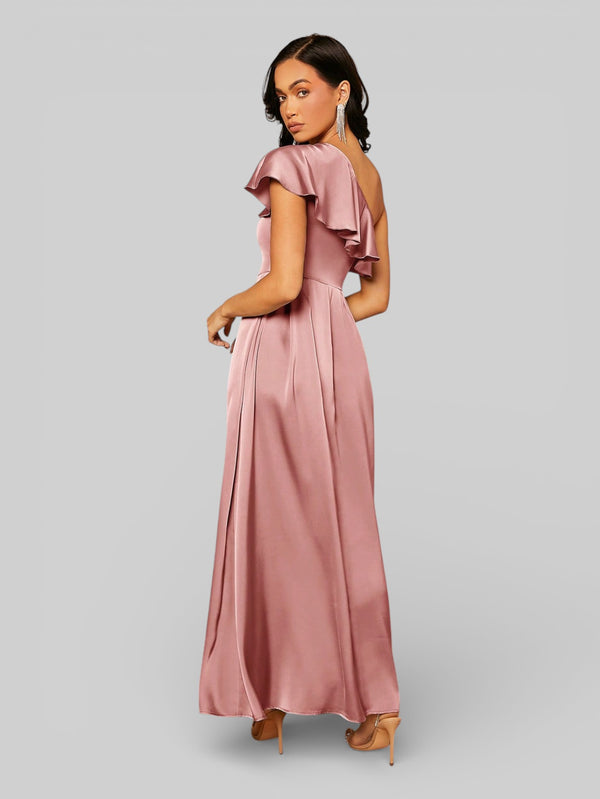 Vestido de Festa Assimétrico com Babados no Busto - Aurea Dress