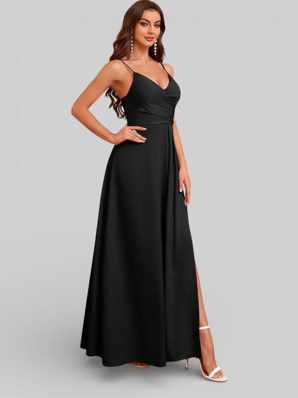 Vestido de Festa Alças Finas com Fenda Monize - Aurea Dress