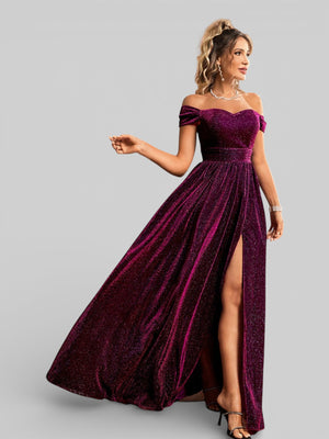 Vestido de Festa Ombro a Ombro Lurex Metalizado - Aurea Dress