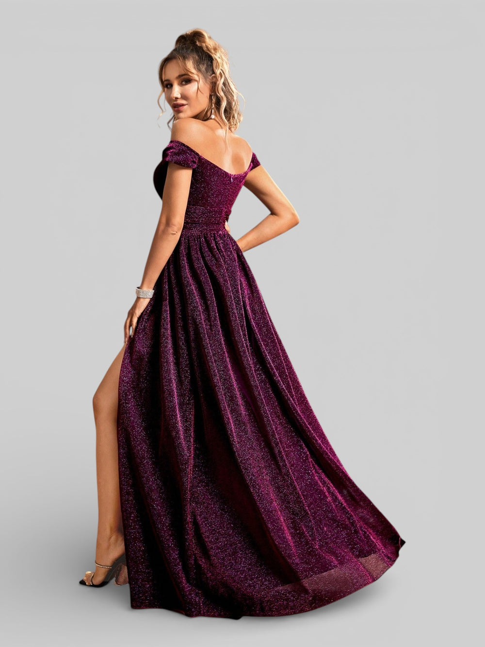 Vestido de Festa Ombro a Ombro Lurex Metalizado - Aurea Dress