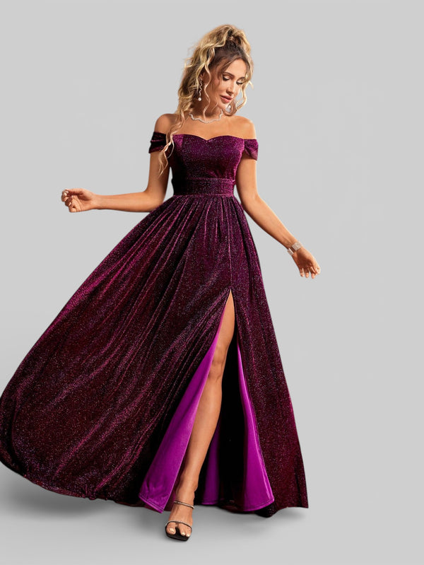 Vestido de Festa Ombro a Ombro Lurex Metalizado - Aurea Dress