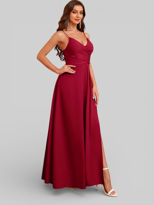 Vestido de Festa Alças Finas com Fenda Monize - Aurea Dress