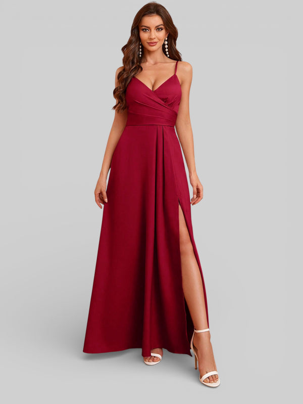 Vestido de Festa Alças Finas com Fenda Monize - Aurea Dress
