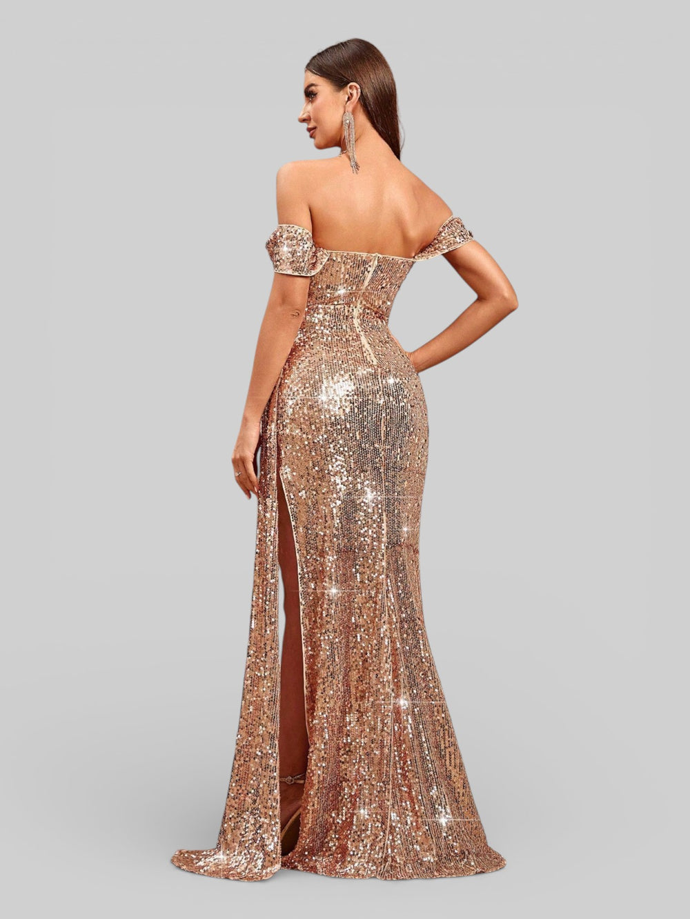 Vestido de Festa Super Luxo Paetê com Faixa Farm - Aurea Dress